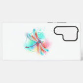 Rode libellen op waterverf achtergrond samsung galaxy hoesje (Achterkant horizontaal)