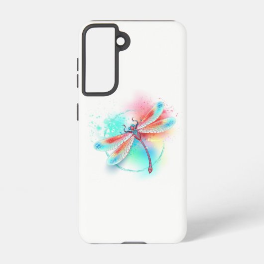 Rode libellen op waterverf achtergrond samsung galaxy hoesje (Achterkant)