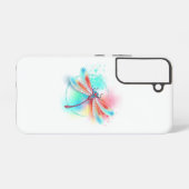 Rode libellen op waterverf achtergrond samsung galaxy hoesje (Achterkant horizontaal)