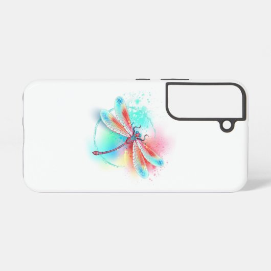 Rode libellen op waterverf achtergrond samsung galaxy hoesje (Achterkant horizontaal)