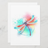 Rode libellen op waterverf achtergrond save the date (Voorkant / Achterkant)