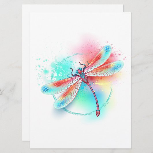 Rode libellen op waterverf achtergrond save the date (Voorkant / Achterkant)