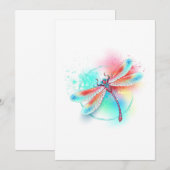 Rode libellen op waterverf achtergrond save the date (Voorkant / Achterkant)