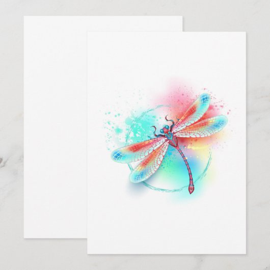 Rode libellen op waterverf achtergrond save the date (Voorkant / Achterkant)