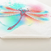 Rode libellen op waterverf achtergrond sherpa deken (3/4)