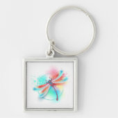 Rode libellen op waterverf achtergrond sleutelhanger (Voorkant)