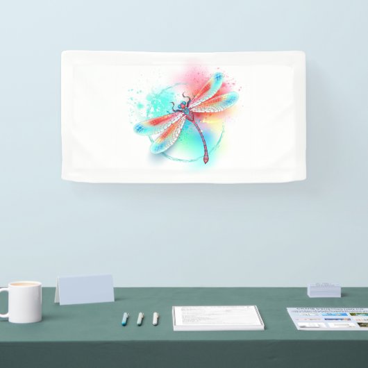 Rode libellen op waterverf achtergrond spandoek (Beurs)