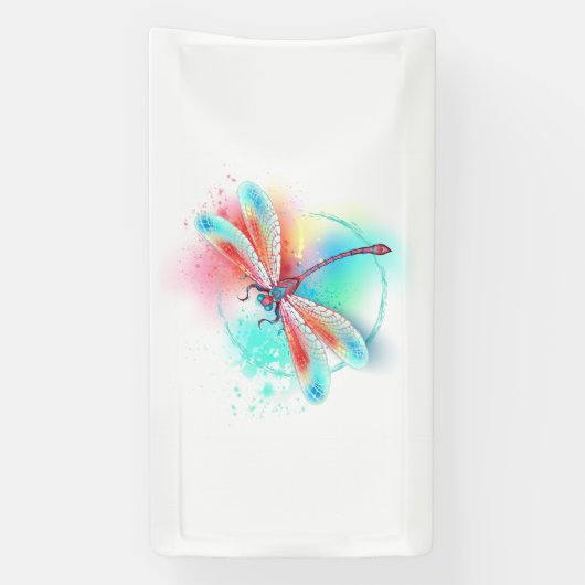 Rode libellen op waterverf achtergrond spandoek (Verticaal)