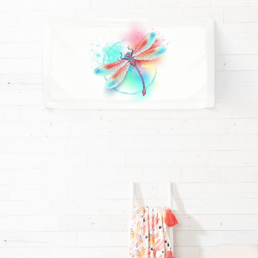 Rode libellen op waterverf achtergrond spandoek (Insitu)