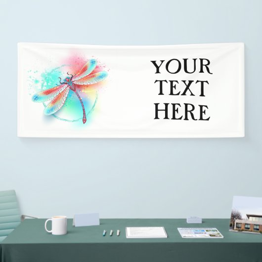 Rode libellen op waterverf achtergrond spandoek (Beurs)