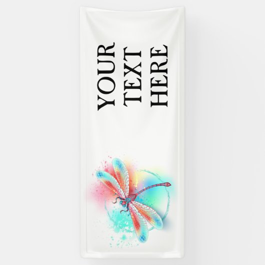 Rode libellen op waterverf achtergrond spandoek (Verticaal)