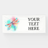 Rode libellen op waterverf achtergrond spandoek (Horizontaal)