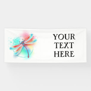 Rode libellen op waterverf achtergrond spandoek