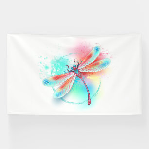 Rode libellen op waterverf achtergrond spandoek