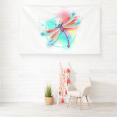 Rode libellen op waterverf achtergrond spandoek (Insitu)