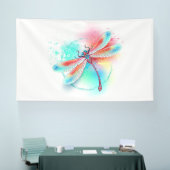 Rode libellen op waterverf achtergrond spandoek (Beurs)