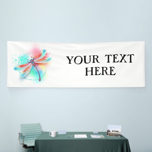 Rode libellen op waterverf achtergrond spandoek (Beurs)