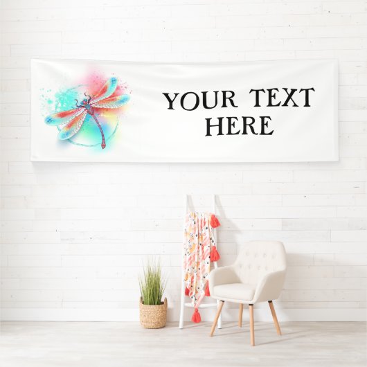 Rode libellen op waterverf achtergrond spandoek (Insitu)