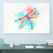 Rode libellen op waterverf achtergrond spandoek (Beurs)