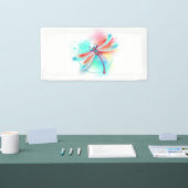 Rode libellen op waterverf achtergrond spandoek (Beurs)