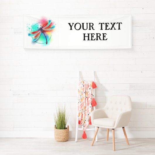 Rode libellen op waterverf achtergrond spandoek (Insitu)