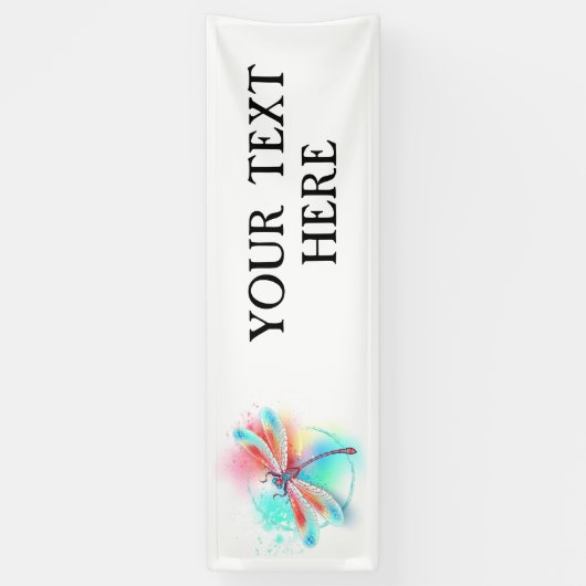 Rode libellen op waterverf achtergrond spandoek (Verticaal)