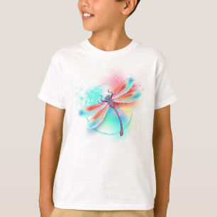 Rode libellen op waterverf achtergrond t-shirt