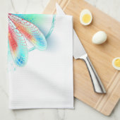 Rode libellen op waterverf achtergrond theedoek (Quarter Fold)