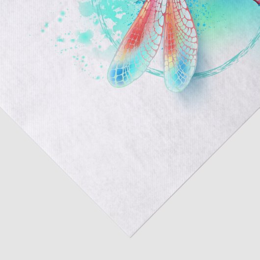 Rode libellen op waterverf achtergrond tissuepapier (Detail)