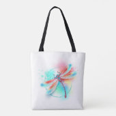 Rode libellen op waterverf achtergrond tote bag (Achterkant)