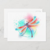 Rode libellen op waterverf achtergrond uitnodiging briefkaart (Voorkant / Achterkant)