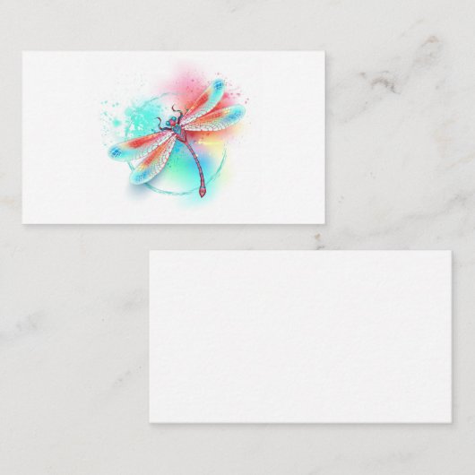 Rode libellen op waterverf achtergrond visitekaartje (Voorkant / Achterkant)