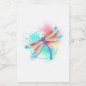 Rode libellen op waterverf achtergrond voedselcontainer etiket (Enkel label)