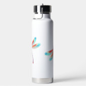 Rode libellen op waterverf achtergrond waterfles (Rechts)