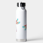 Rode libellen op waterverf achtergrond waterfles (Links)