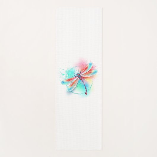 Rode libellen op waterverf achtergrond yogamat (Voorkant)