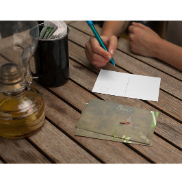 Rode libellen rusten op een rietje briefkaart