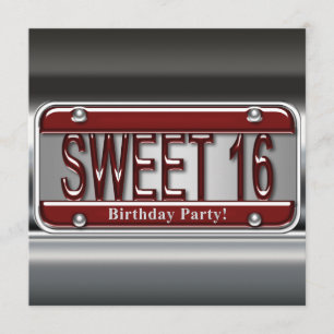 Rode licentie Bord Sweet Sixteen Party Kaart