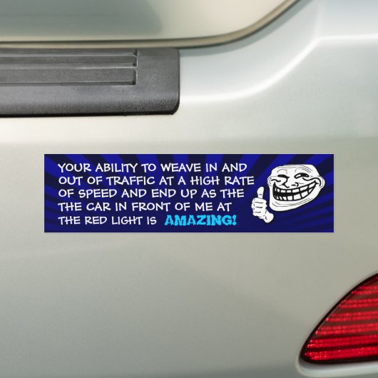 Rode Lichte Bumpersticker (blauw) (Op auto)
