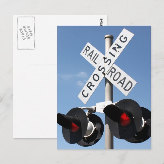 Rode lichten - Treinkruising Briefkaart (Voorkant / Achterkant)