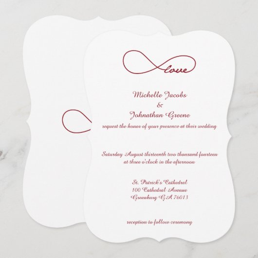 Rode liefde Eeuwige bruiloft Uitnodigingen (Voorkant / Achterkant)