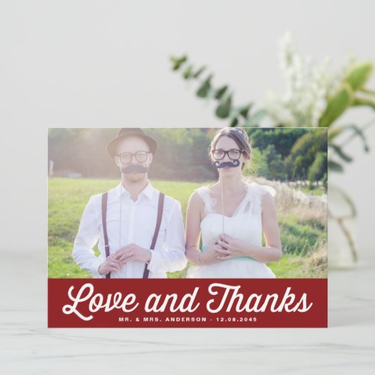 Rode Liefde en Bedankt Retro Fotobruiloft (Staand voorkant)
