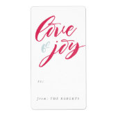 Rode Liefde en Joy Gift Label Sticker (Voorkant)