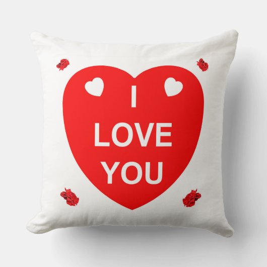 Rode liefde hart en bloemen kussen (Voorkant)
