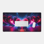 Rode Liefde Hart Moderne Gepersonaliseerde Naam Bureaumat (Keyboard & Muis)