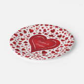 Rode Liefde Hart Patroon Valentijn Naam Partij Papieren Bordje (Gekanteld)
