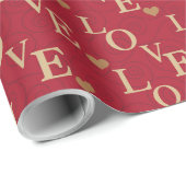 Rode liefde hart patroon Valentijnsdag Modern Cadeaupapier (Rol Hoek)