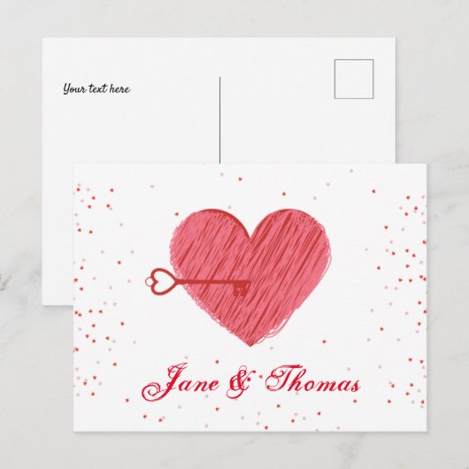 Rode liefde hart Romance moderne gelukkige Valenti Feestdagenkaart (Voorkant / Achterkant)