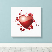 Rode liefde hart symbool canvas afdruk (Insitu (Houten vloer))