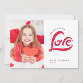 Rode Liefde Hart Valentijnsdag aangepaste Fotokaar Bedankkaart (Voorkant)